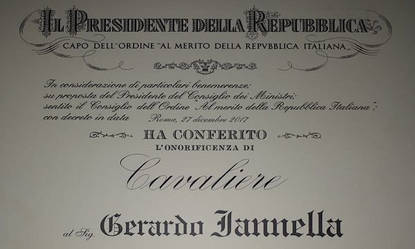 Montella, Gerardo Iannella è cavaliere della Repubblica